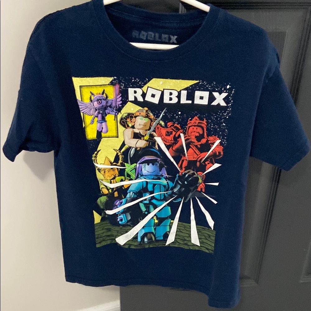 Navy Blue Short Sleeve Tee with Roblox Graphic